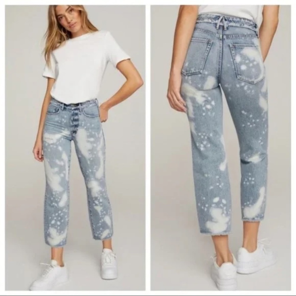 $169 - GOOD AMERICAN Good Vintage Released Waistband Bleached Jeans Size 2